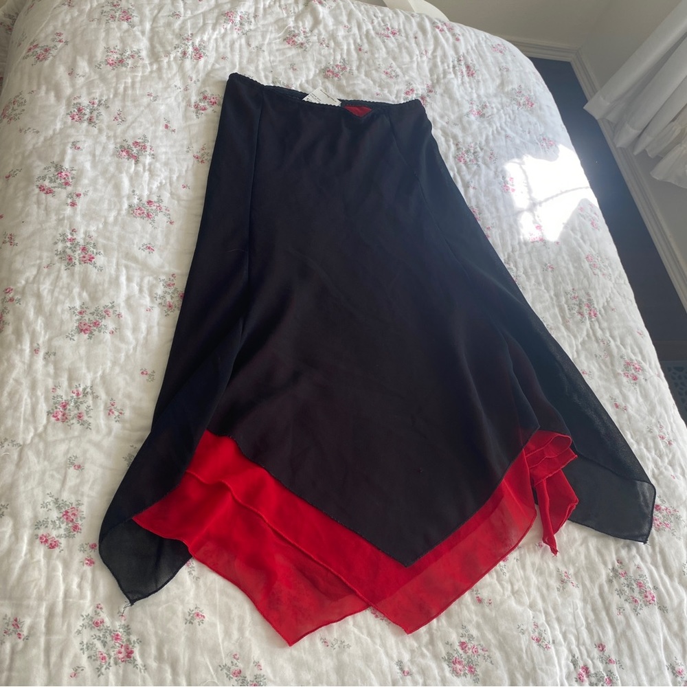 black and red skirt